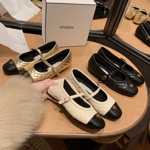Damen Ballerinas mit elegantem Riemen und modischem Kick-Design EB
