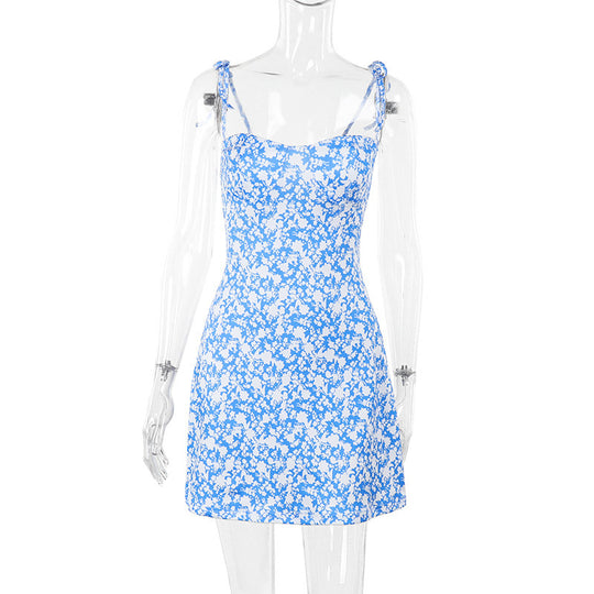 Damen Freizeitliches Minikleid mit floralem Muster und verstellbaren Spaghetti-Trägern EB