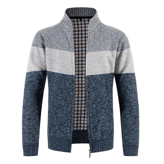 Herren Strickjacke mit modernem Reißverschluss und strukturiertem Muster EB