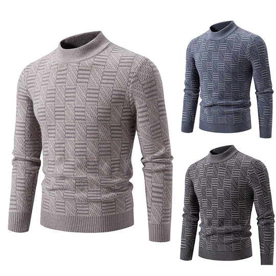 Herren Strickpullover mit strukturiertem Design und hohem Kragen EB