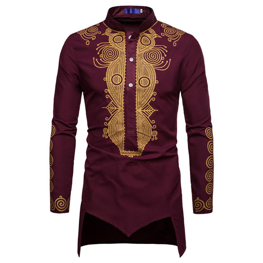 Herren elegantes Langarmhemd mit innovativem Ethno-Design EB