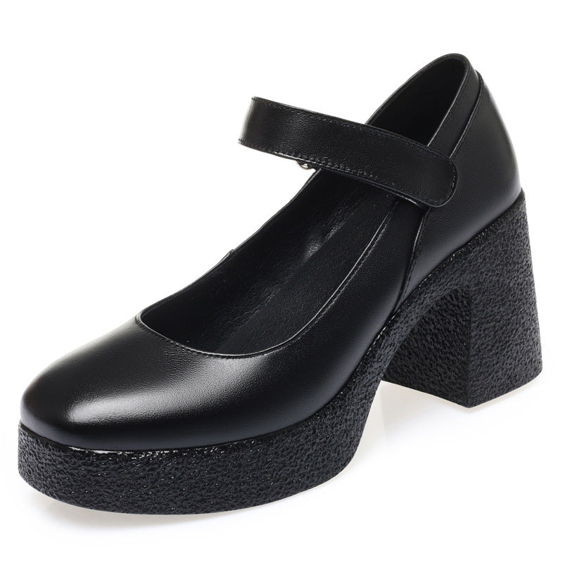 Damen Plateau-Mary Jane Pumps mit verstellbarem Riemen und komfortablem Blockabsatz EB
