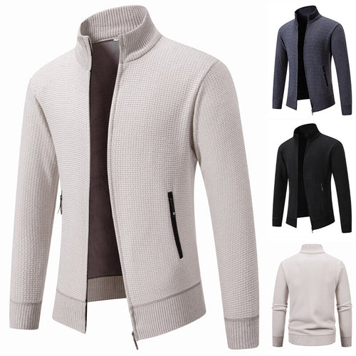 Herren leichte Strickjacke mit modernem Zipper und sportlichem Design EB