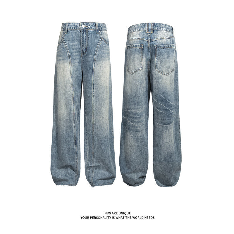 Damen Weitgeschnittene Jeans mit hohem Bund und integriertem Gürtel EB