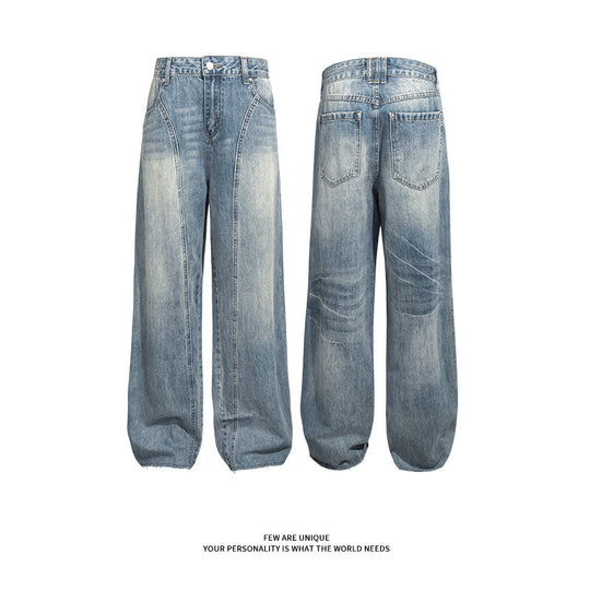 Damen Weitgeschnittene Jeans mit hohem Bund und integriertem Gürtel EB