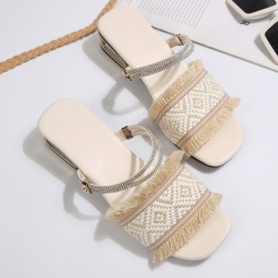 Damen modische Sandalen mit Fransen und glitzernden Riemen EB