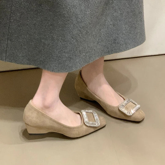 Damen elegante Ballerinas mit funkelnder Schnallenverzierung EB