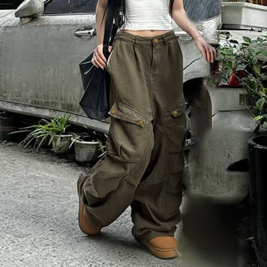 Damen Cargo-Hosen mit weitem Schnitt und mehreren Taschen EB