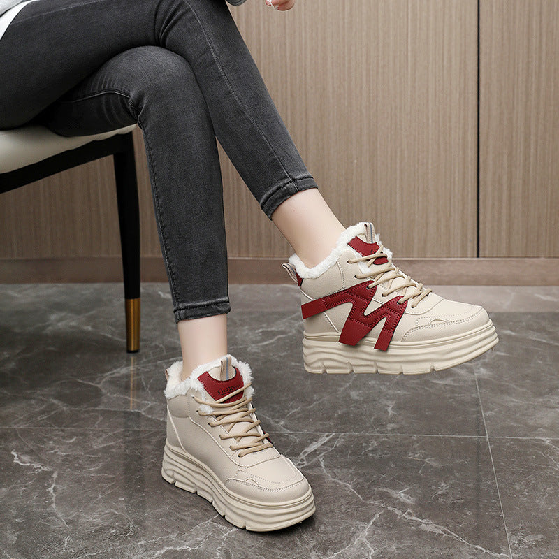Damen modische High-Top Sneakers mit kuscheligem Innenfutter und robustem Profil EB