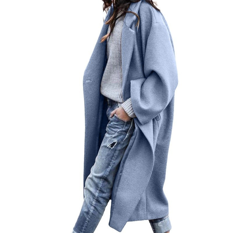 Damen Oversized Mantel mit elegantem Schnitt und tiefen Taschen EB