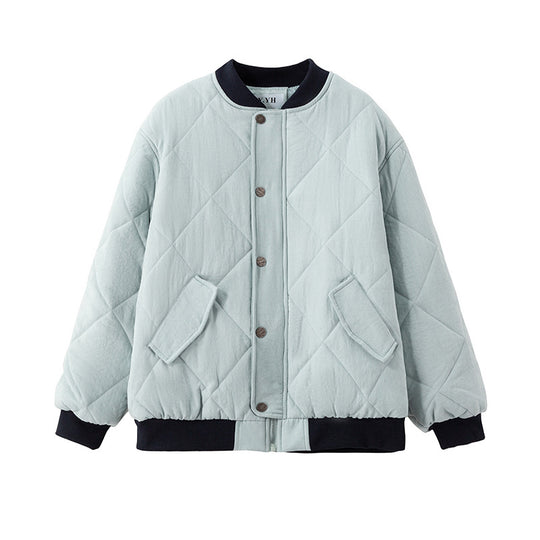 Damen Kuschelige gesteppte Jacke mit Druckknöpfen und weichem Innenfutter EB
