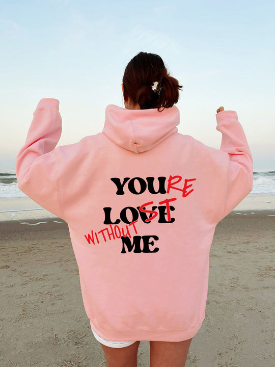 Damen Oversized Kapuzensweater mit inspirierendem Aufdruck EB