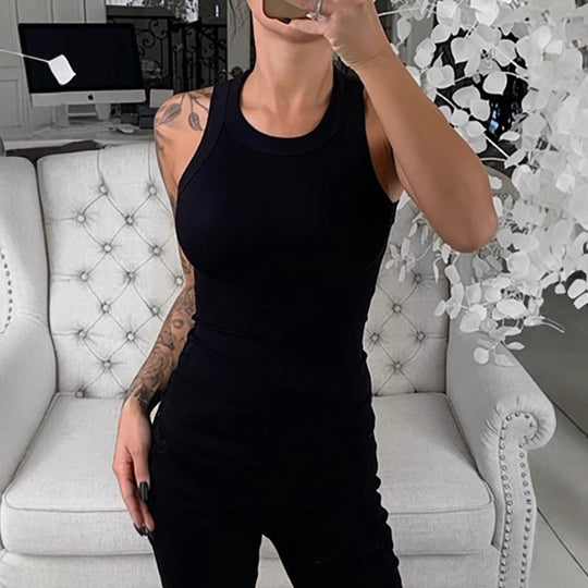 Damen ärmelloses Basic Top mit figurbetonendem Schnitt EB