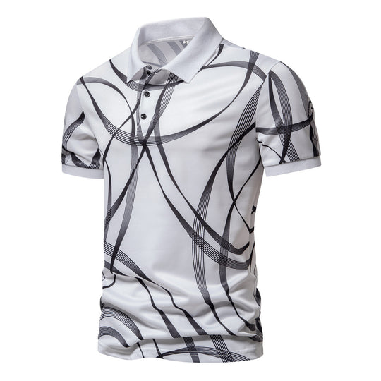 Herren Poloshirt mit modernem grafischen Muster und atmungsaktiven Eigenschaften EB
