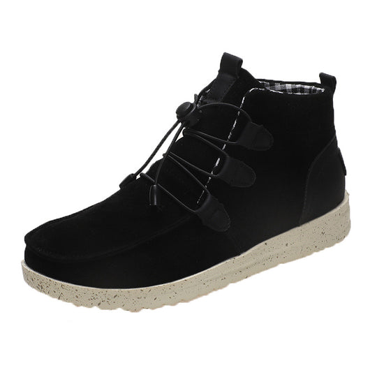 Herren nan lässige Wildleder-Stiefelette mit Mokassinspitze elastischem Kordelzug und dämpfender Leichtsohle EB