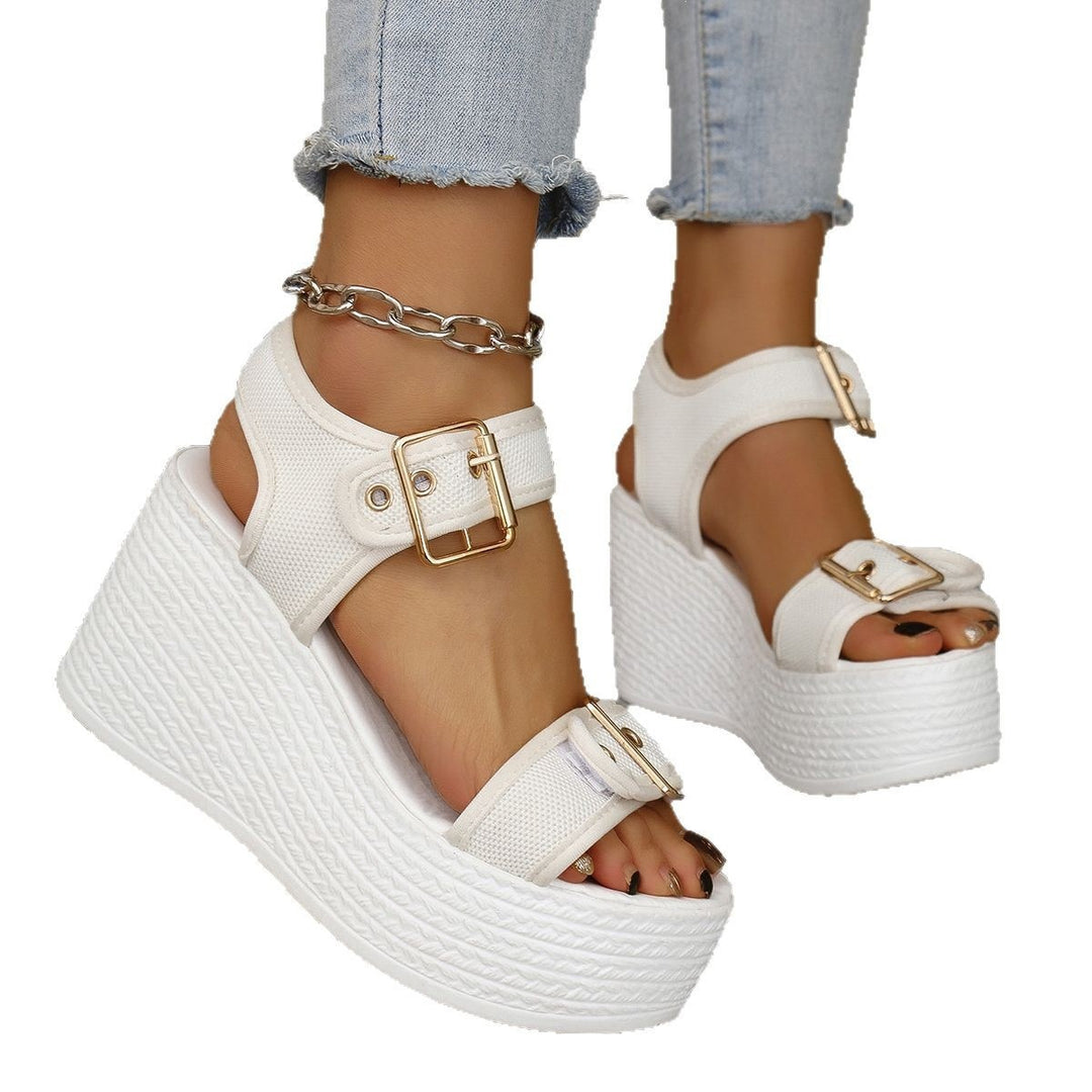 Damen Sportliche Plateau-Sandalen mit verstellbaren Riemen EB