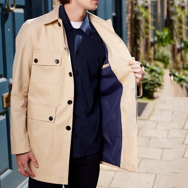 EB | Utility Jacke Normale Passform Baumwollmischung Hemdkragen Mehrere Taschen