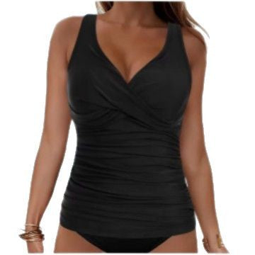 Damen elegantes Wickel-Badeoberteil mit Rüschen EB