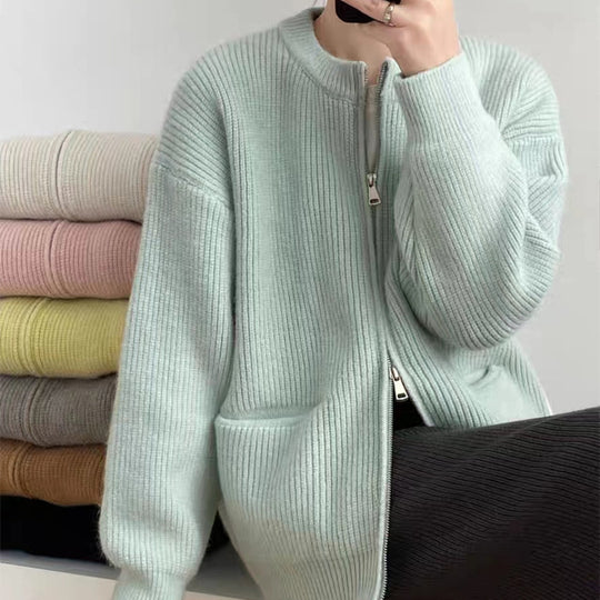 Damen Kuscheliger Strickcardigan mit Reißverschluss und gemütlicher Passform EB