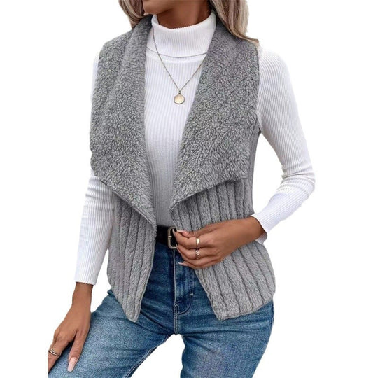 Damen Kuschelige Weste mit asymmetrischem Schnitt und hohem Kragen EB