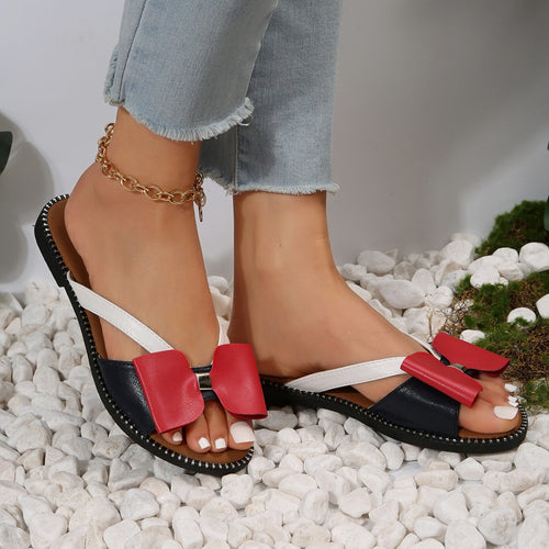 Damen modische Pantoletten mit stilvollem Schleifen-Design EB