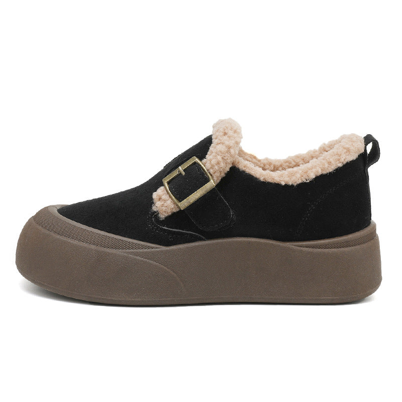 Damen Flauschige Slipper mit praktischer Schnalle EB