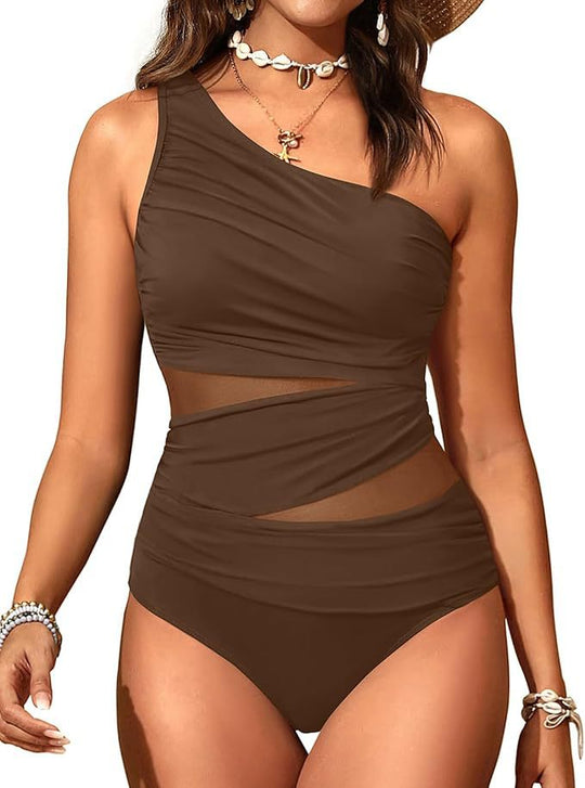 Damen stilvoller Badeanzug mit asymmetrischem Schnitt EB
