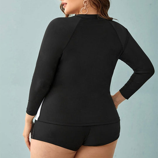 Damen Sportlicher Badeanzug mit langärmliger Jacke und Shorts EB
