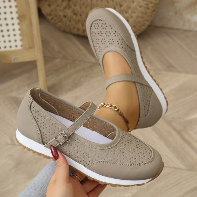 Damen Komfortable Riemchen-Sneaker mit luftiger Lochstruktur EB