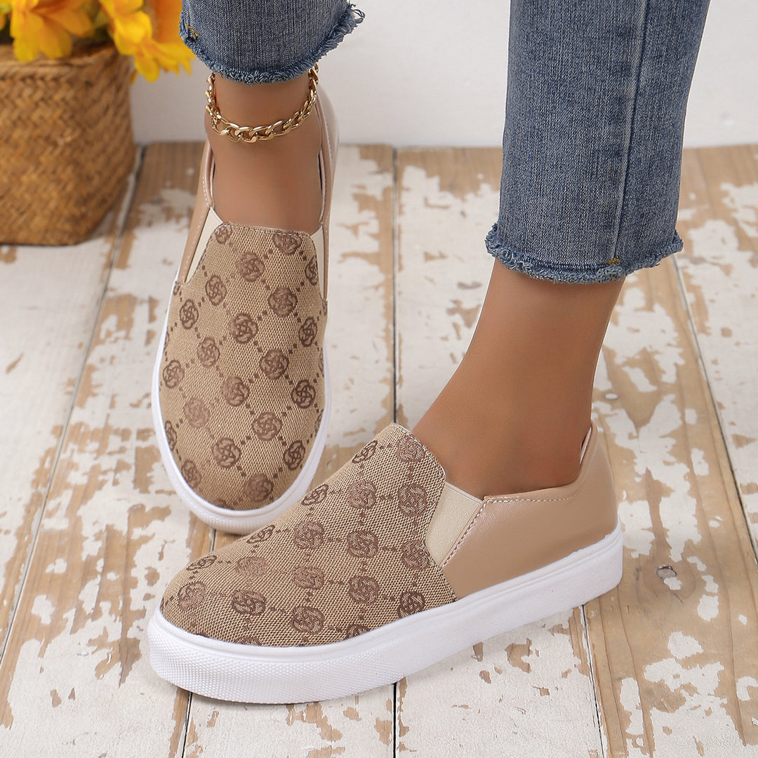 Damen Freizeit-Slipper mit modischem Logo-Design und elastischen Einsätzen EB