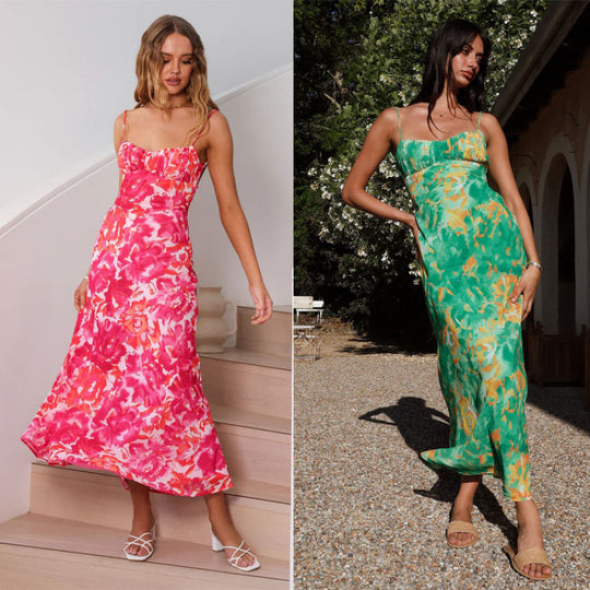 Damen Maxikleid mit Volantoberteil und verstellbaren Trägern EB