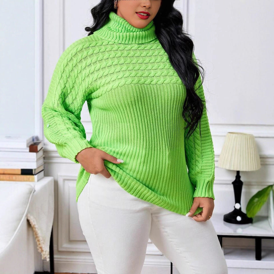 Damen Strickpullover mit hohem Kragen und strukturiertem Design EB