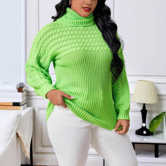 Damen Strickpullover mit hohem Kragen und strukturiertem Design EB