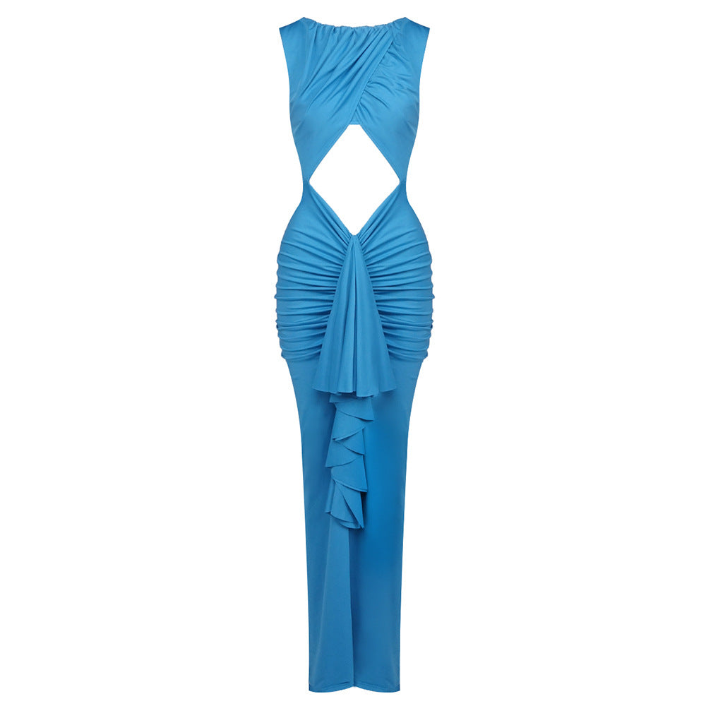 Damen figurumschmeichelndes Abendkleid mit raffiniertem Cut-Out und Drapé EB