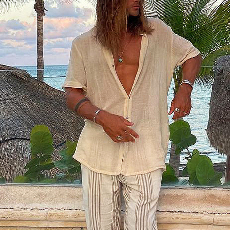 Herren Leichtes Sommertreffen Hemd mit kurzem Arm EB