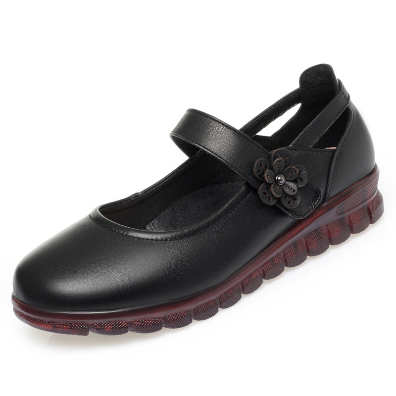 Damen Komfortable Ballerinas mit verstellbarem Riemen und dekorativem Blumenakzent EB