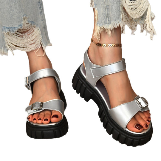 Damen Komfortable Chunky-Sandalen mit verstellbaren Riemen EB