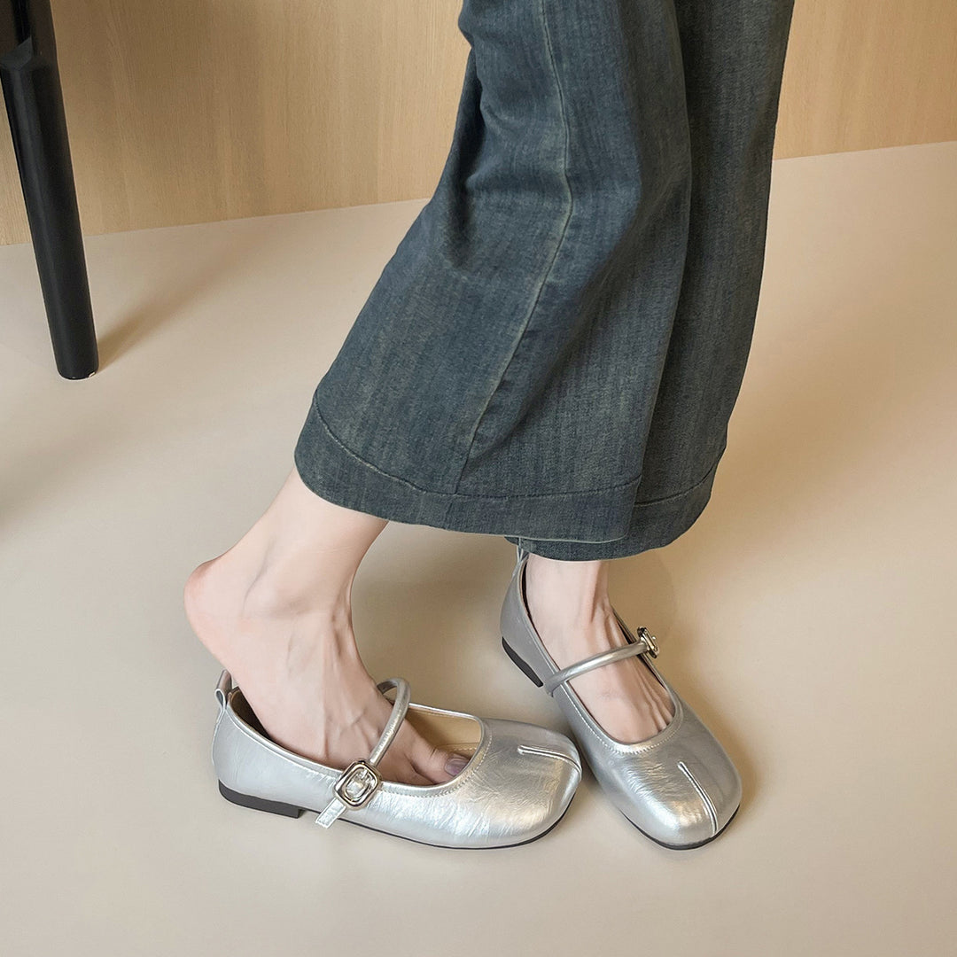 Damen Ballerinas mit elegantem Riemchen und modischer Schnallenakzent EB