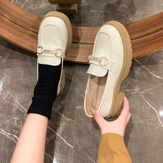 Damen Klassische Loafer mit modischer Schnallenverzierung EB