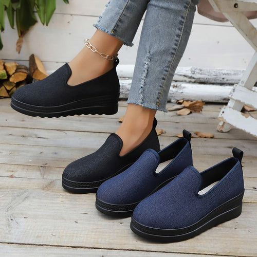 Damen Komfortable Slip-On Schuhe mit flexiblem Obermaterial und weicher Sohle EB