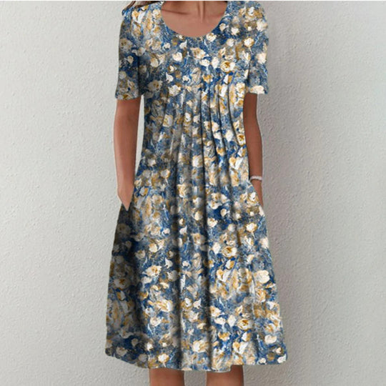 Damen Maxikleid mit floralem Design und weiten Ärmeln EB