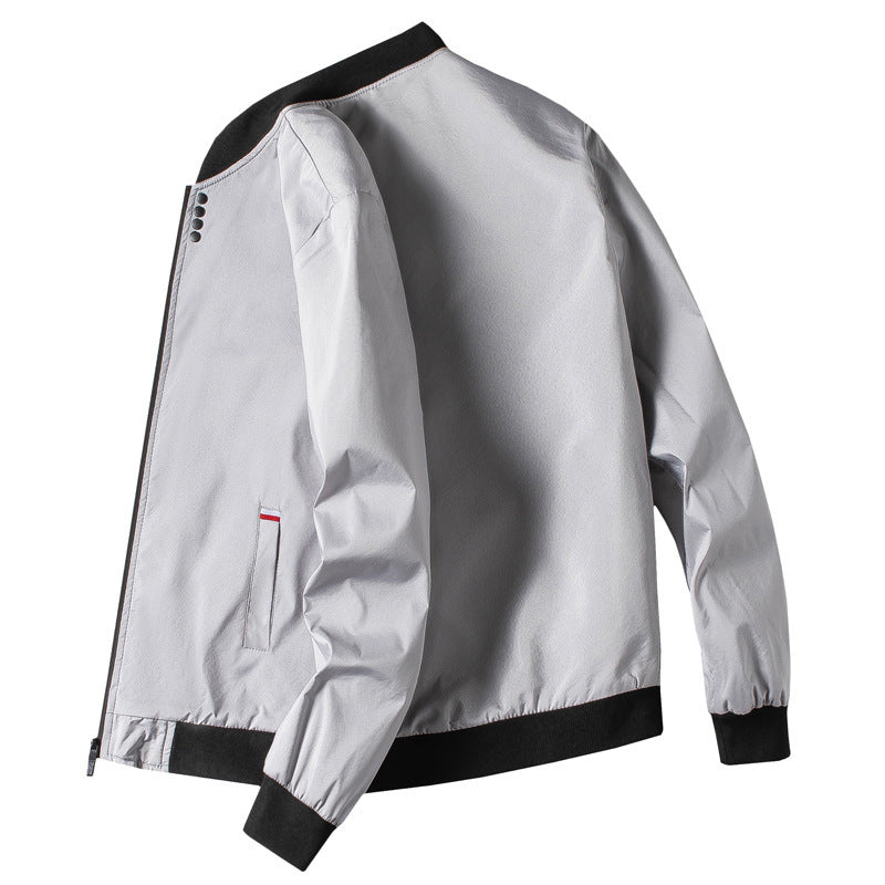 Herren modische Freizeitjacke mit hohem Kragen und seitlichem Reißverschluss EB