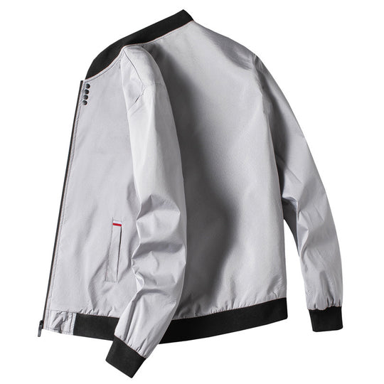 Herren modische Freizeitjacke mit hohem Kragen und seitlichem Reißverschluss EB