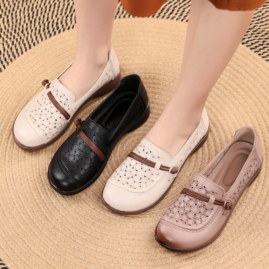 Damen Komfortable und modische Ballerinas mit perforiertem Design EB