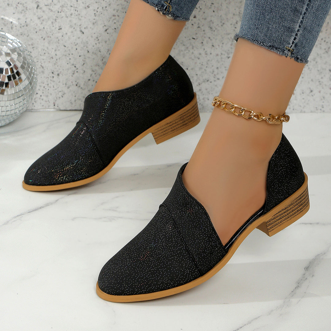 Damen Elegante Slip-On Schuhe mit glitzerndem Finish EB
