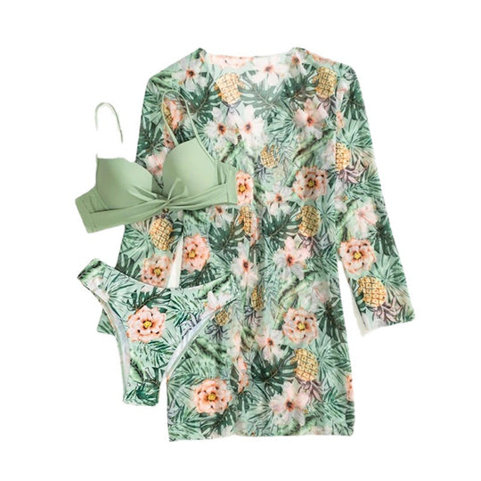 Damen Bikini-Set mit floralem Kimono EB