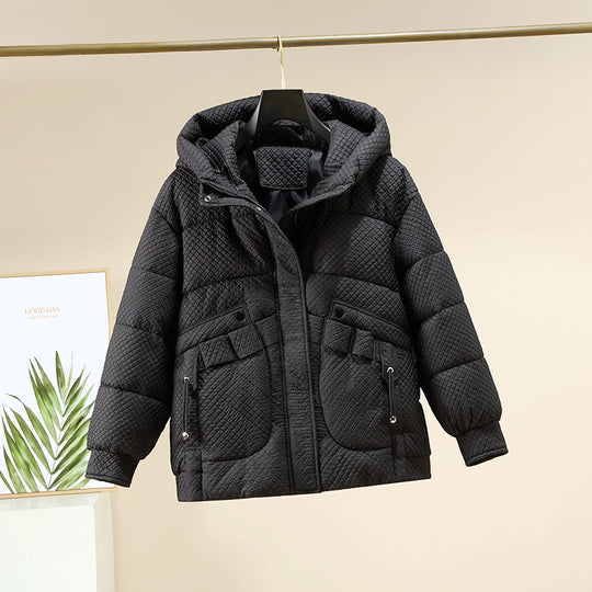 Damen Modische leichte Pufferjacke mit praktischen Taschen und Kapuze EB
