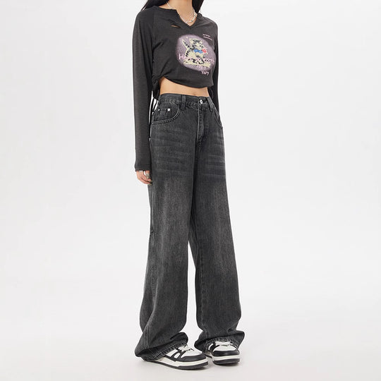 Damen Weite Jeans mit hohem Bund und moderner Waschung EB