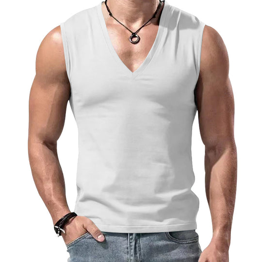 Herren nan figurbetontes ärmelloses V-Ausschnitt Muskelshirt EB