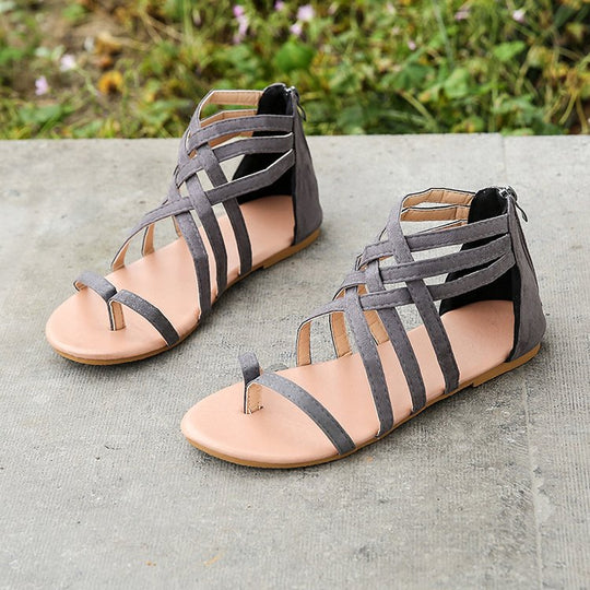 Damen Sommerliche Zehentrenner Sandalen mit floralem Design EB